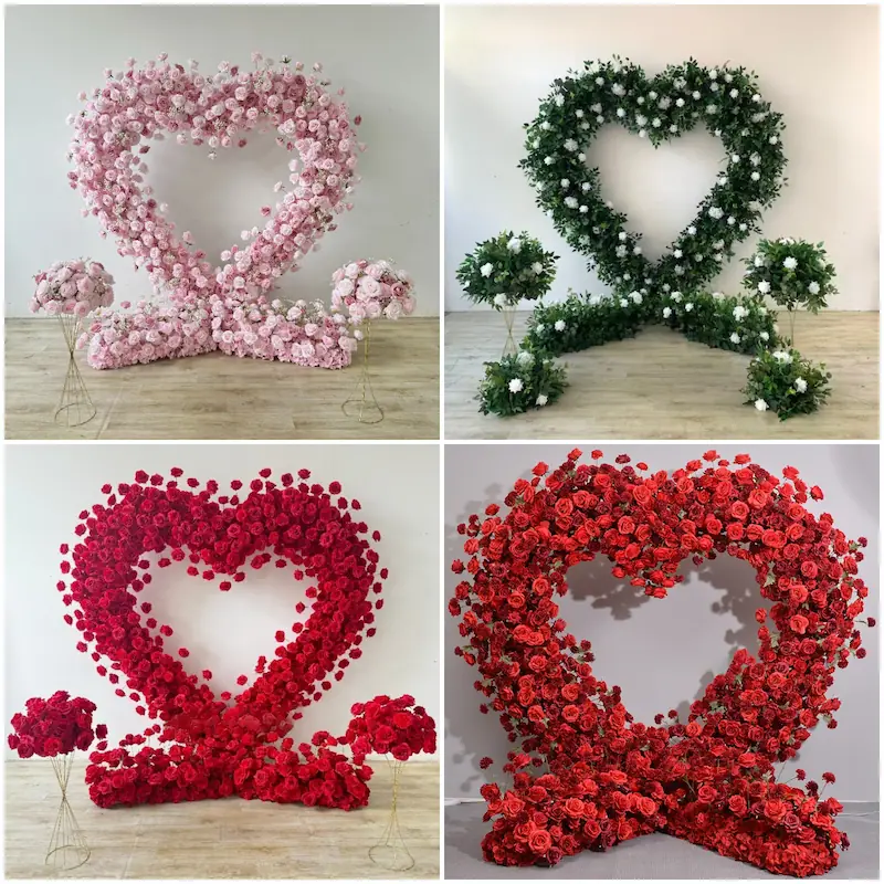 Red Heart Arch Backdrop for Proposal – Will You Marry Me Sign（Complete Romantic Arch + Sign Set）