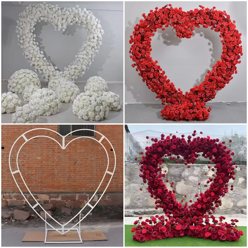 Red Heart Arch Backdrop for Proposal – Will You Marry Me Sign（Complete Romantic Arch + Sign Set）