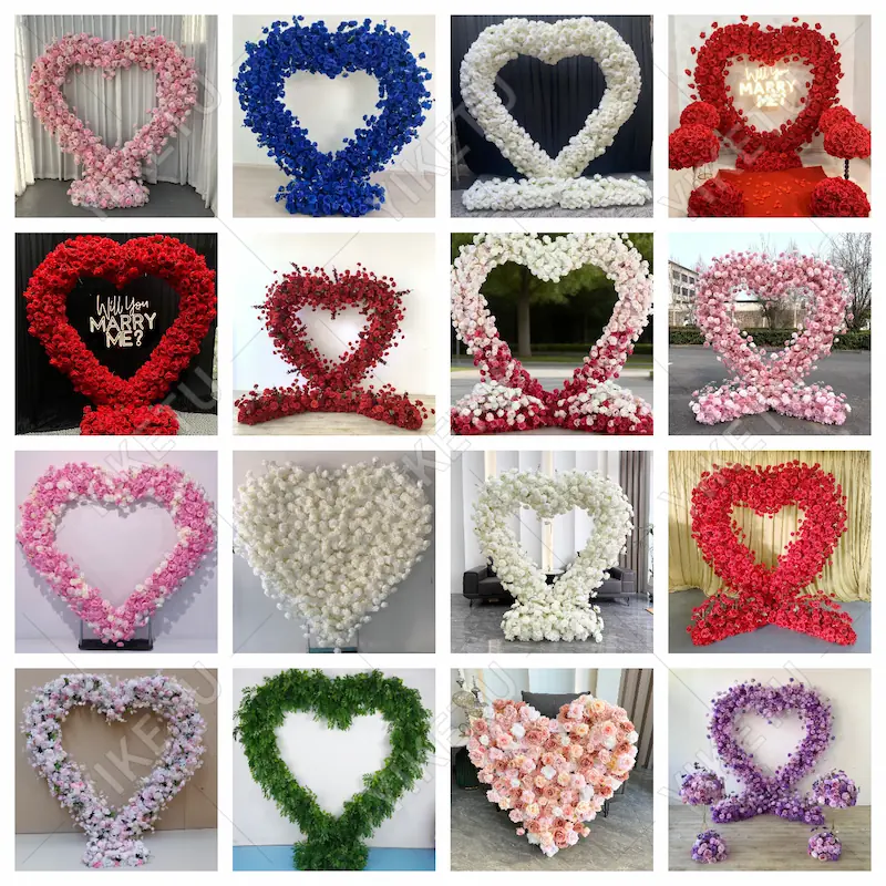 Metal Heart Shaped Arch Frame with Artificial Flowers – Bulk Order
