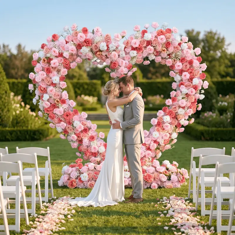 8ft Heart Shaped Flower Backdrop Heavy Duty Stand – Wedding