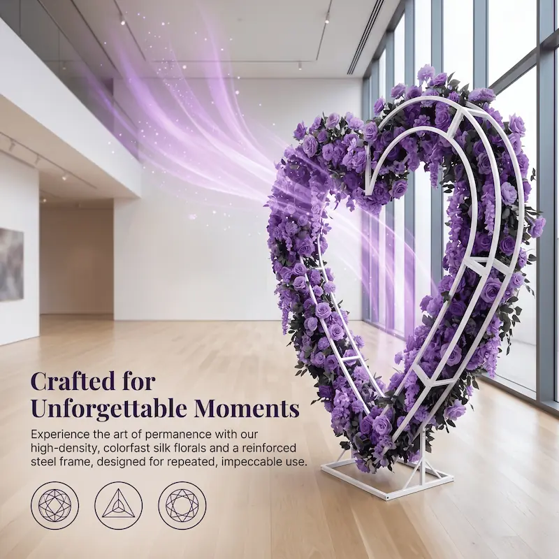 Purple Heart Flower Arch – Realistic Silk Roses for Wedding