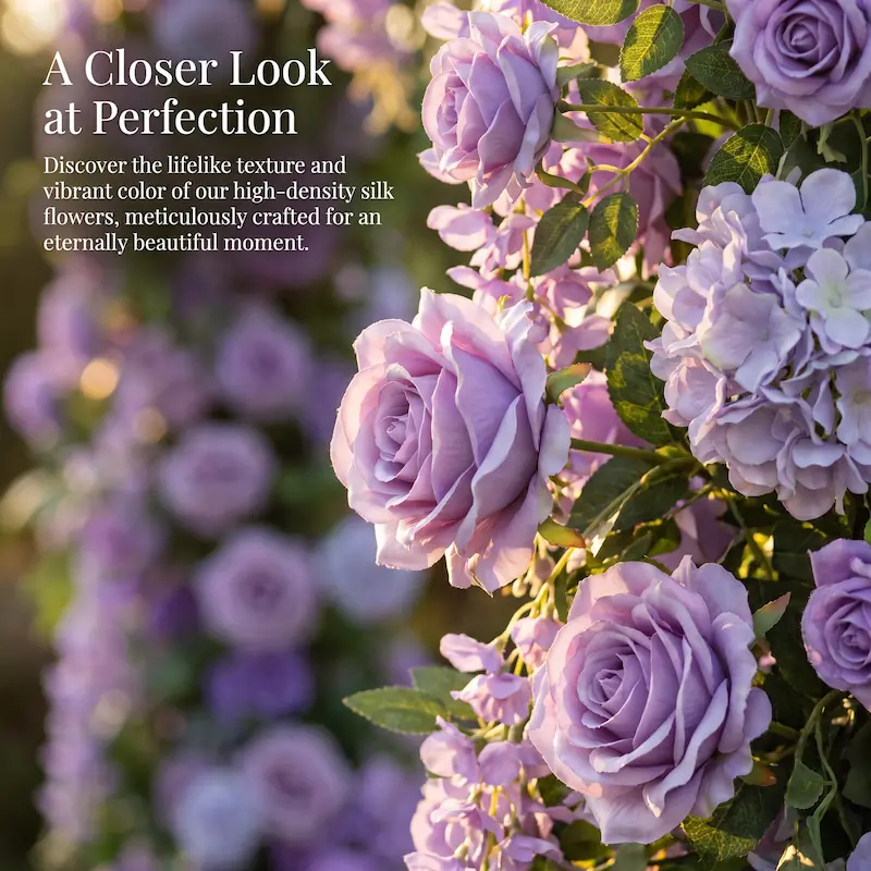 Purple Heart Flower Arch – Realistic Silk Roses for Wedding