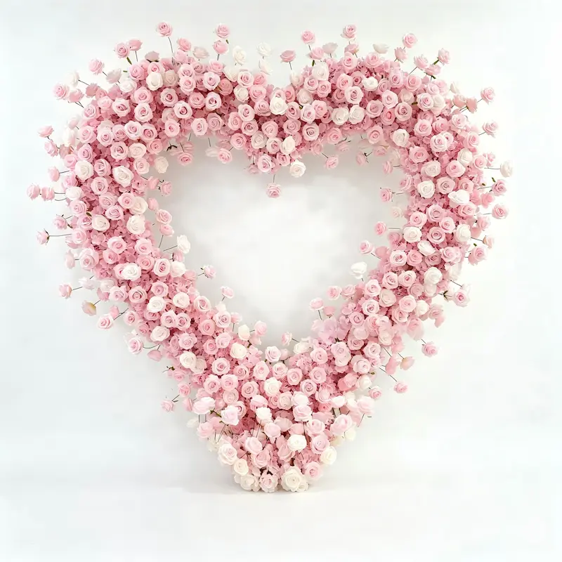 4x4ft Heart Flower Wall for Baby Shower – Pink and White