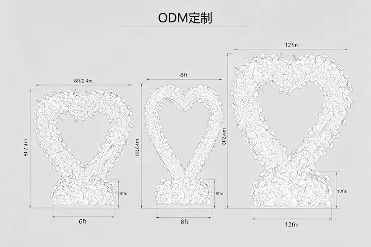 white heart arch custom size dimensions ODM diagram