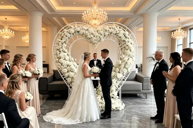 metal heart arch large event entrance wedding ceremony