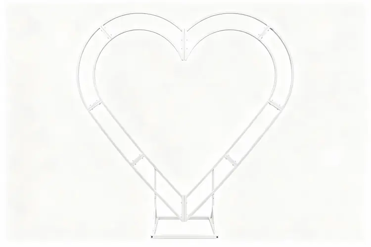 metal heart arch frame bare front view powder coated steel