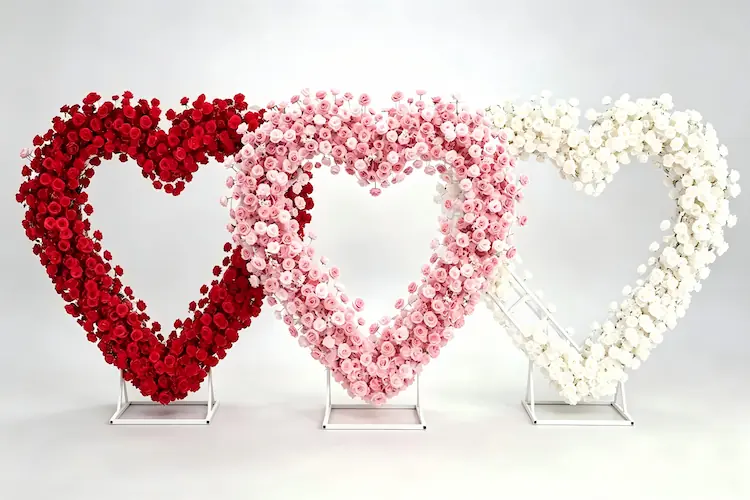 metal heart arch multiple flower color options interchangeable