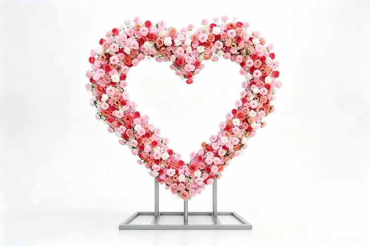 heart shaped flower backdrop complete with heavy duty stand