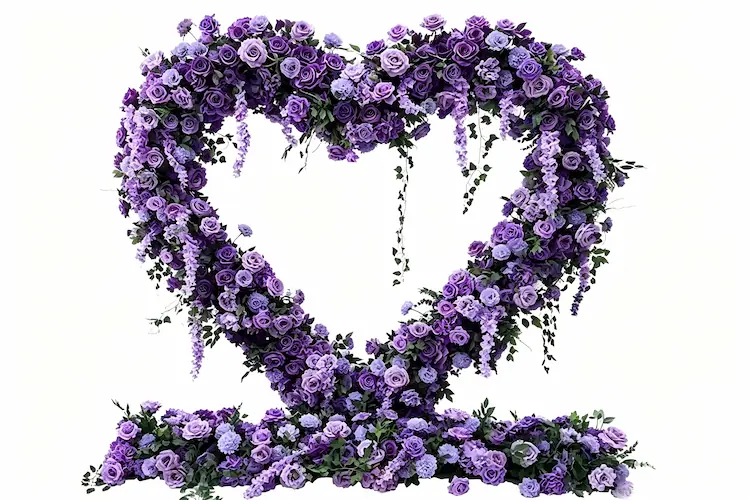 purple heart arch front view realistic silk roses
