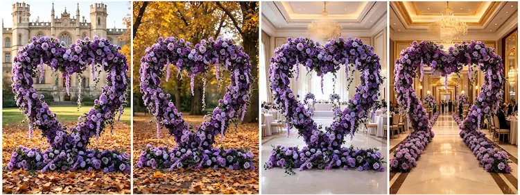 purple heart arch multiple scenes wedding estate autumn gala