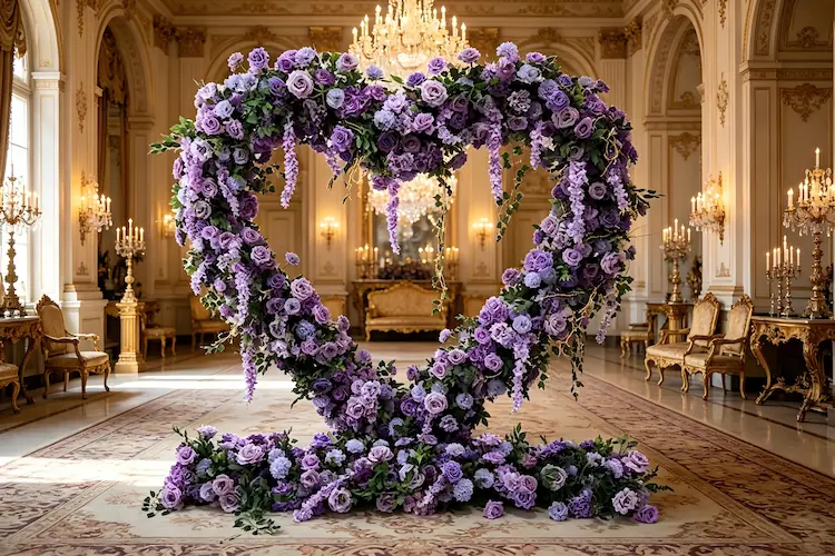 purple heart arch royal castle wedding luxury