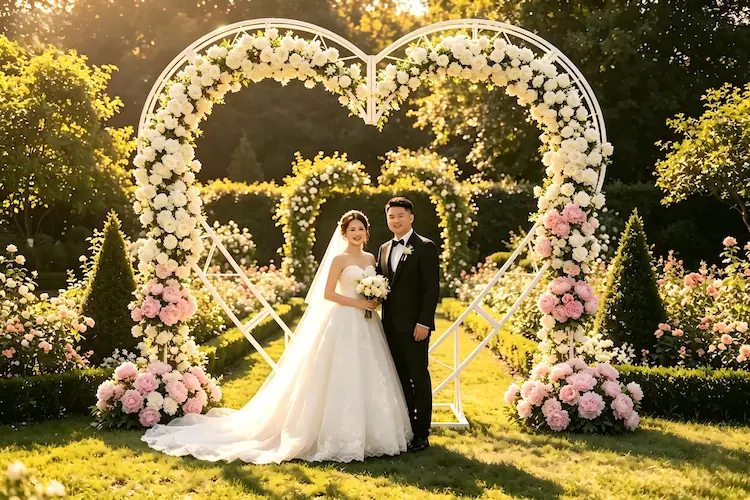 heart shaped metal arch wedding ceremony reusable backdrop