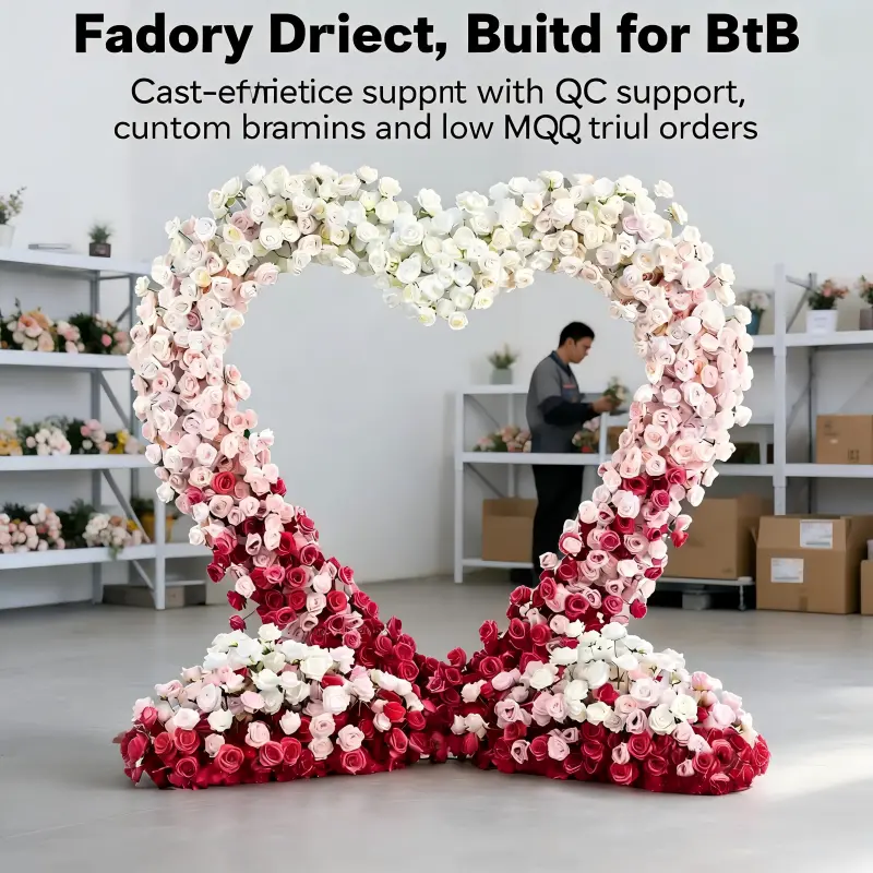Heart Shaped Artificial Flower Wall – Custom Color & Size Available