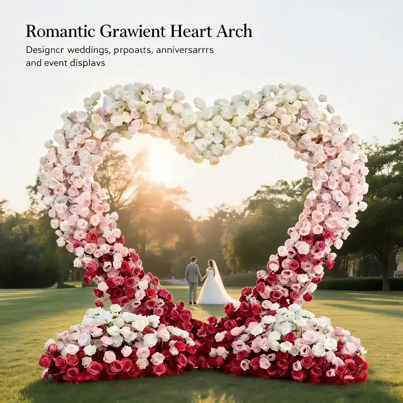 Heart Shaped Artificial Flower Wall – Custom Color & Size Available