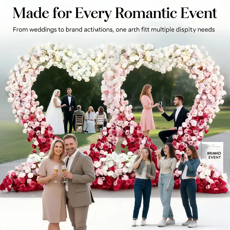 Heart Shaped Artificial Flower Wall – Custom Color & Size Available