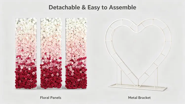 detachable flower wall panel frame assembly