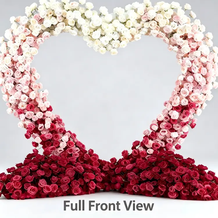 custom heart flower wall front view full display