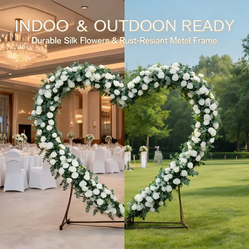 Dusty Rose Love Heart Wedding Arch – Outdoor Ceremony Backdrop with Stand