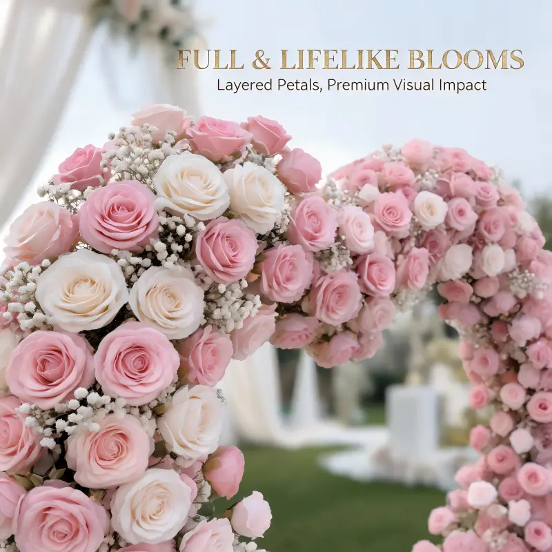 Dusty Rose Love Heart Wedding Arch – Outdoor Ceremony Backdrop with Stand