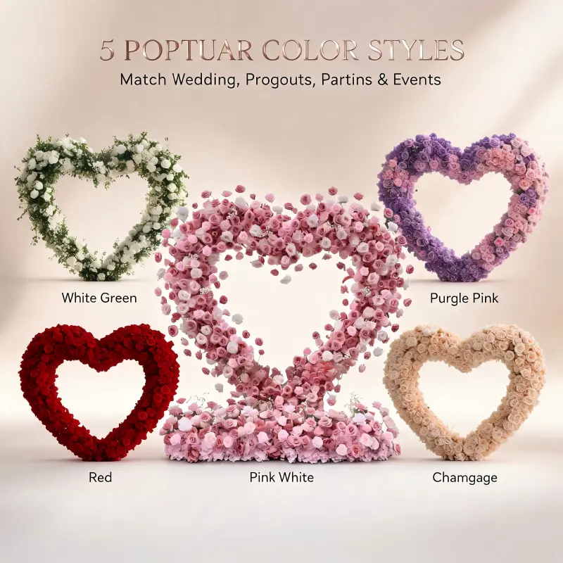 Dusty Rose Love Heart Wedding Arch – Outdoor Ceremony Backdrop with Stand