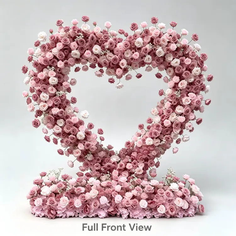 dusty rose heart arch front view full display outdoor