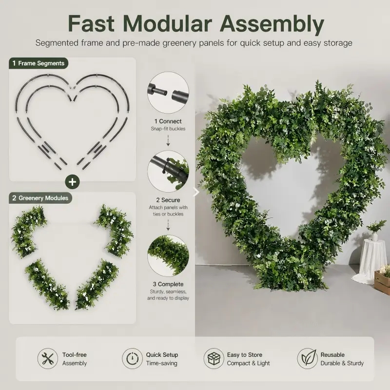 Forest Green Heart Shaped Foliage Arch – Greenery Wedding Decor