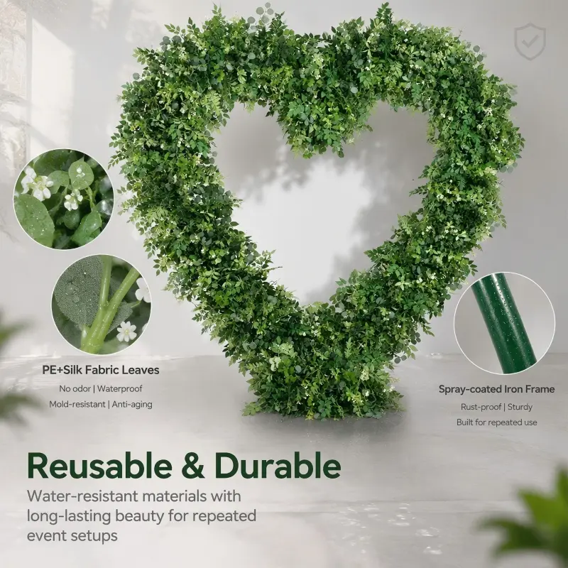 Forest Green Heart Shaped Foliage Arch – Greenery Wedding Decor