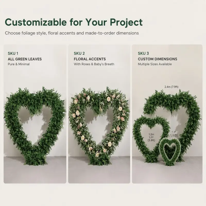 Forest Green Heart Shaped Foliage Arch – Greenery Wedding Decor