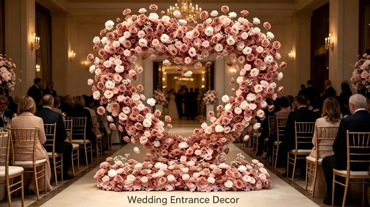 dusty rose heart arch gate wedding entrance decor