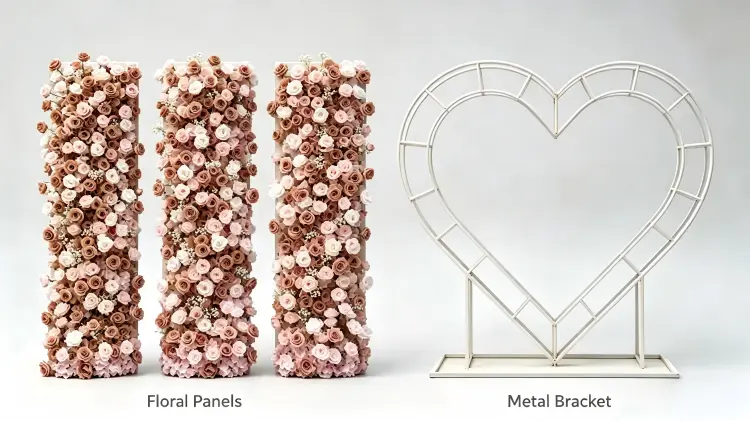 detachable heart arch gate floral panel frame assembly