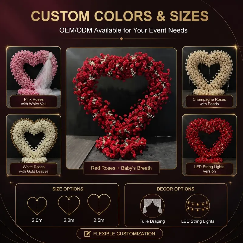 Red Rose Oversized Heart Arch – Big Heart Shaped Wedding Backdrop