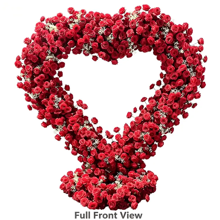 red oversized heart arch front view full display massive base