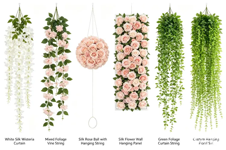 different types of hanging flower products wisteria garlands flower balls greenery