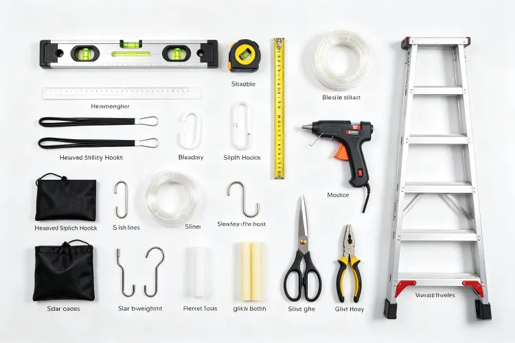 flower sign installation tools kit level measuring tape zip ties hooks sandbags