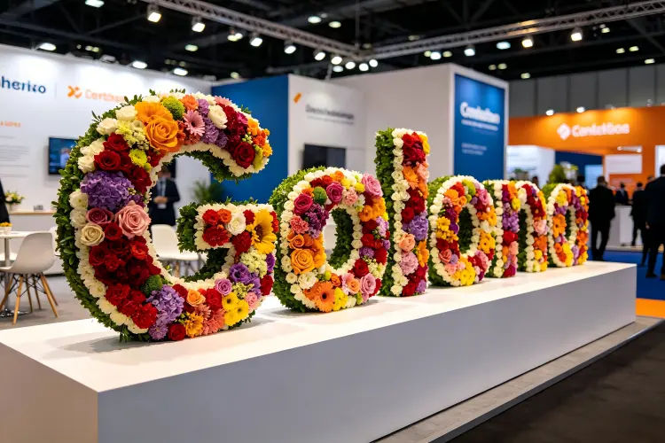 corporate branded flower letter sign company logo event branding