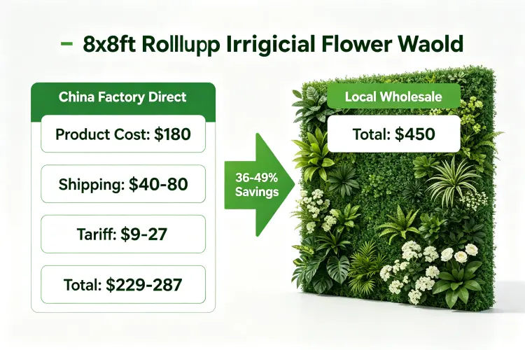 Cost breakdown China factory direct vs local wholesale flower wall