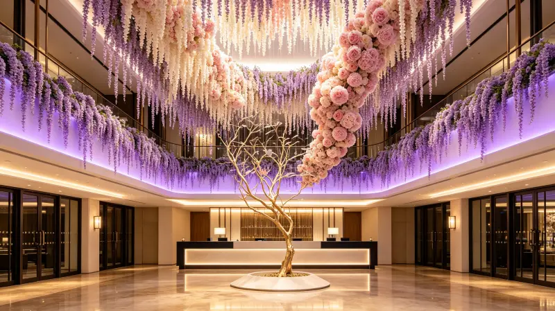 Hanging Flower Installation Case Study: Hotel Lobby Transformation