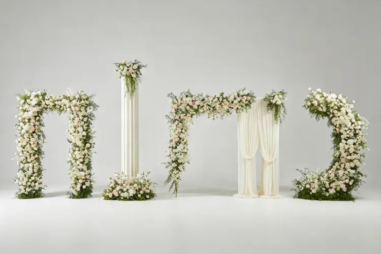 Five broken arch design variations two-column asymmetrical L-shaped drape sculptural