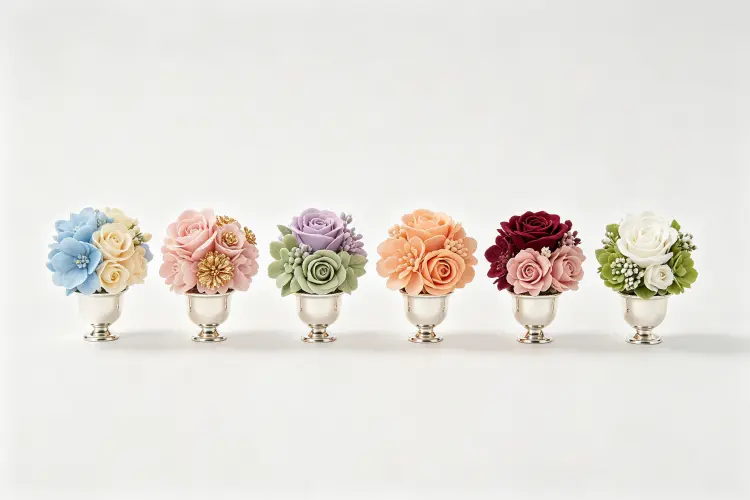 Six Bridgerton wedding color palettes powder blue blush lavender peach burgundy white