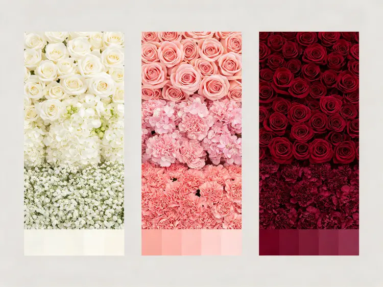 All white monochrome floral wedding ceremony with textured roses hydrangea and orchids
