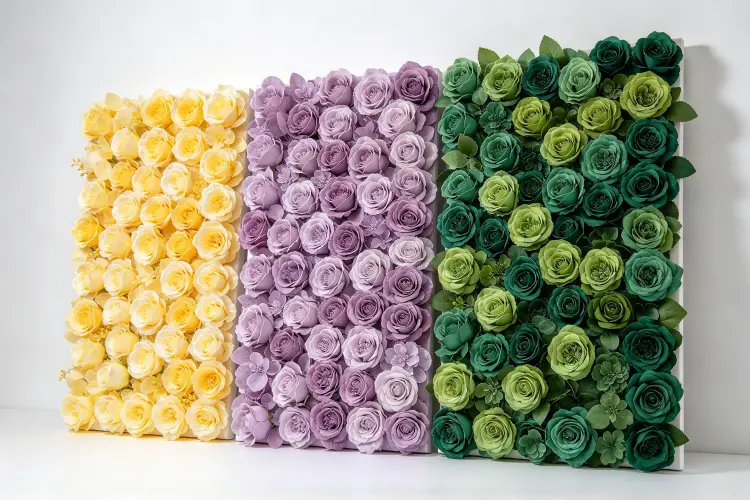 2027 trending flower wall colors butter yellow dusty lilac emerald green display