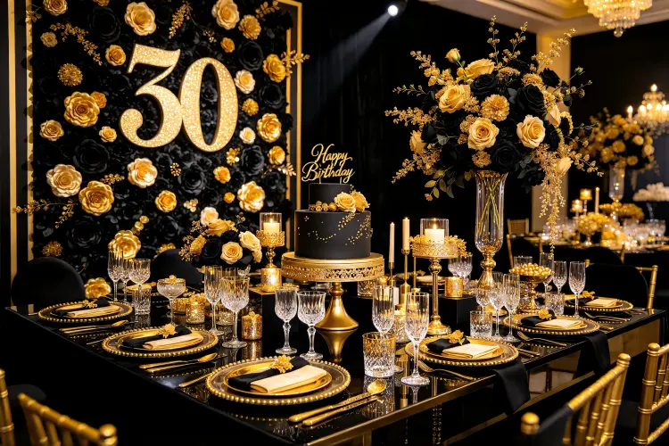 Birthday party flower wall with balloons and custom age sign backdrop