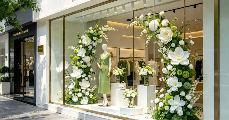 Retail Store Floral Display: Visual Merchandising with Artificial Flowers