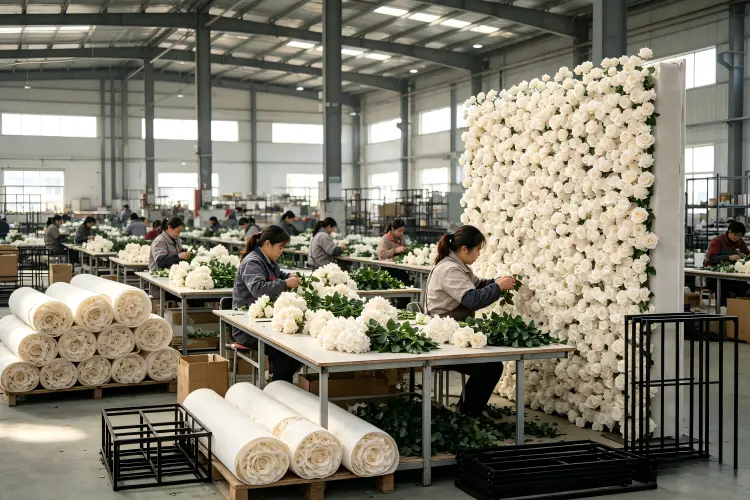 artificial flower factory production silk flower wall manufacturing
