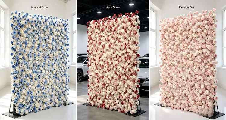 multi-industry trade show flower wall reusable across sectors