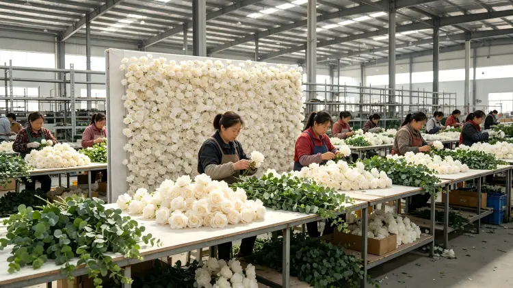 artificial flower factory manufacturing wall panels