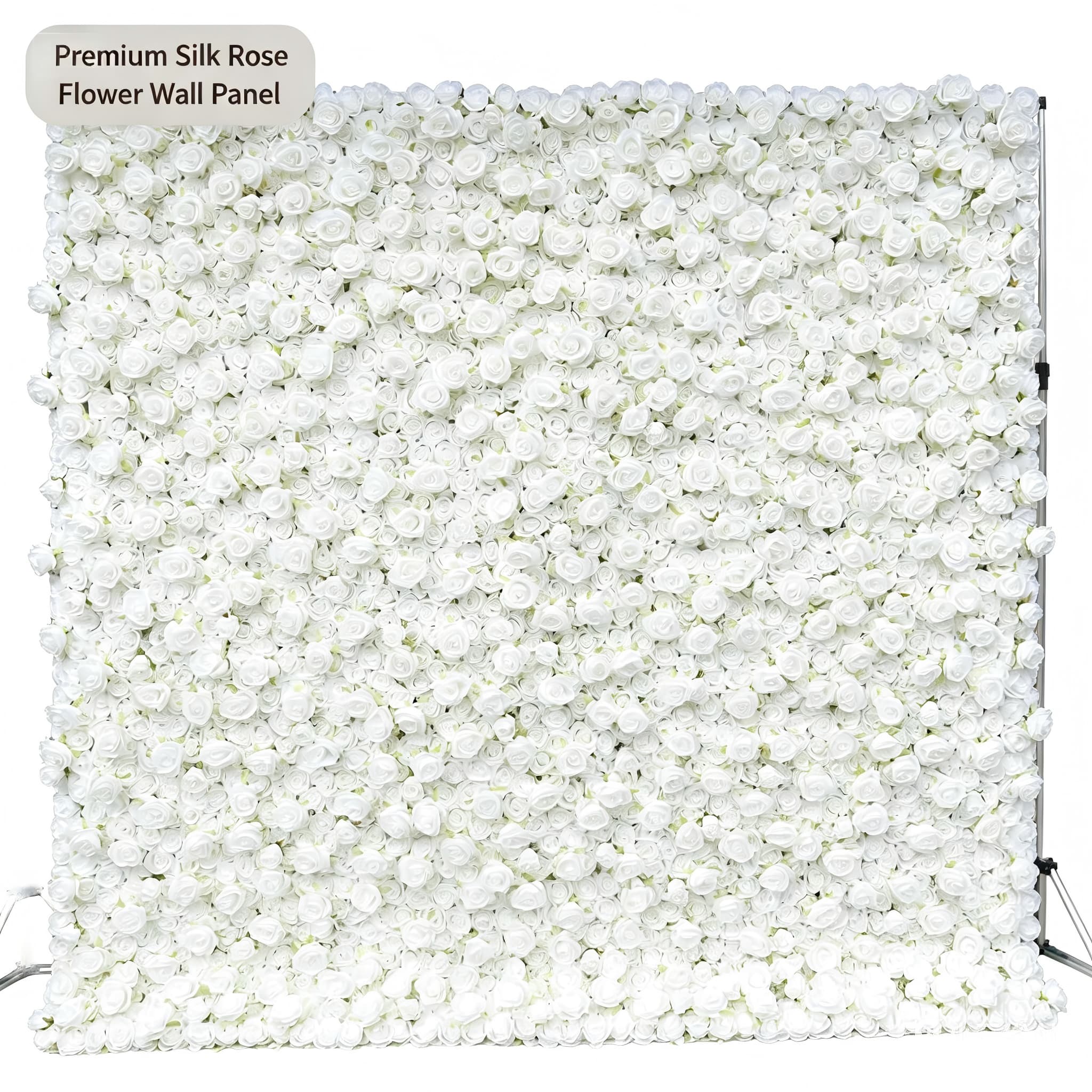 White Flower Wall Decor – Artificial Flower Wall Backdrop with Stand