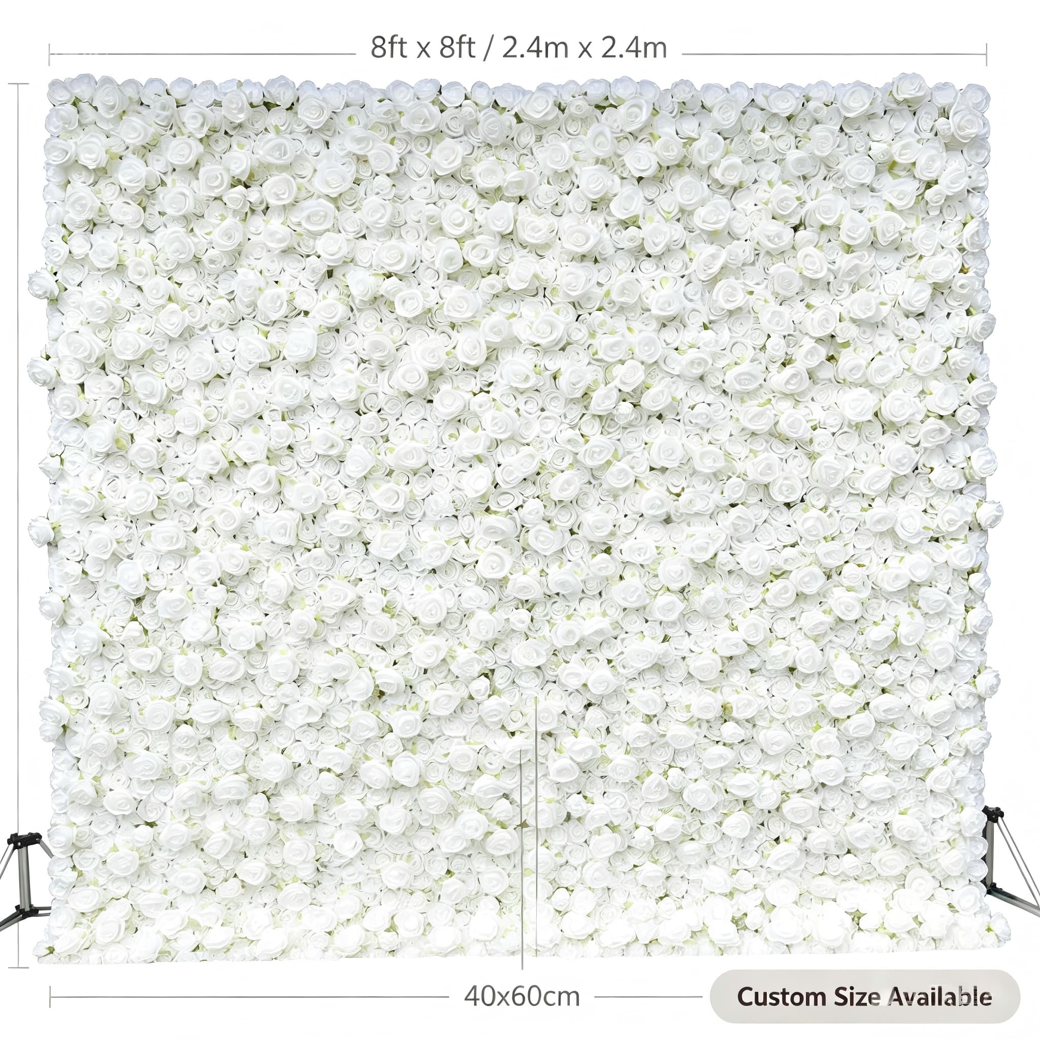 White Flower Wall Decor – Artificial Flower Wall Backdrop with Stand