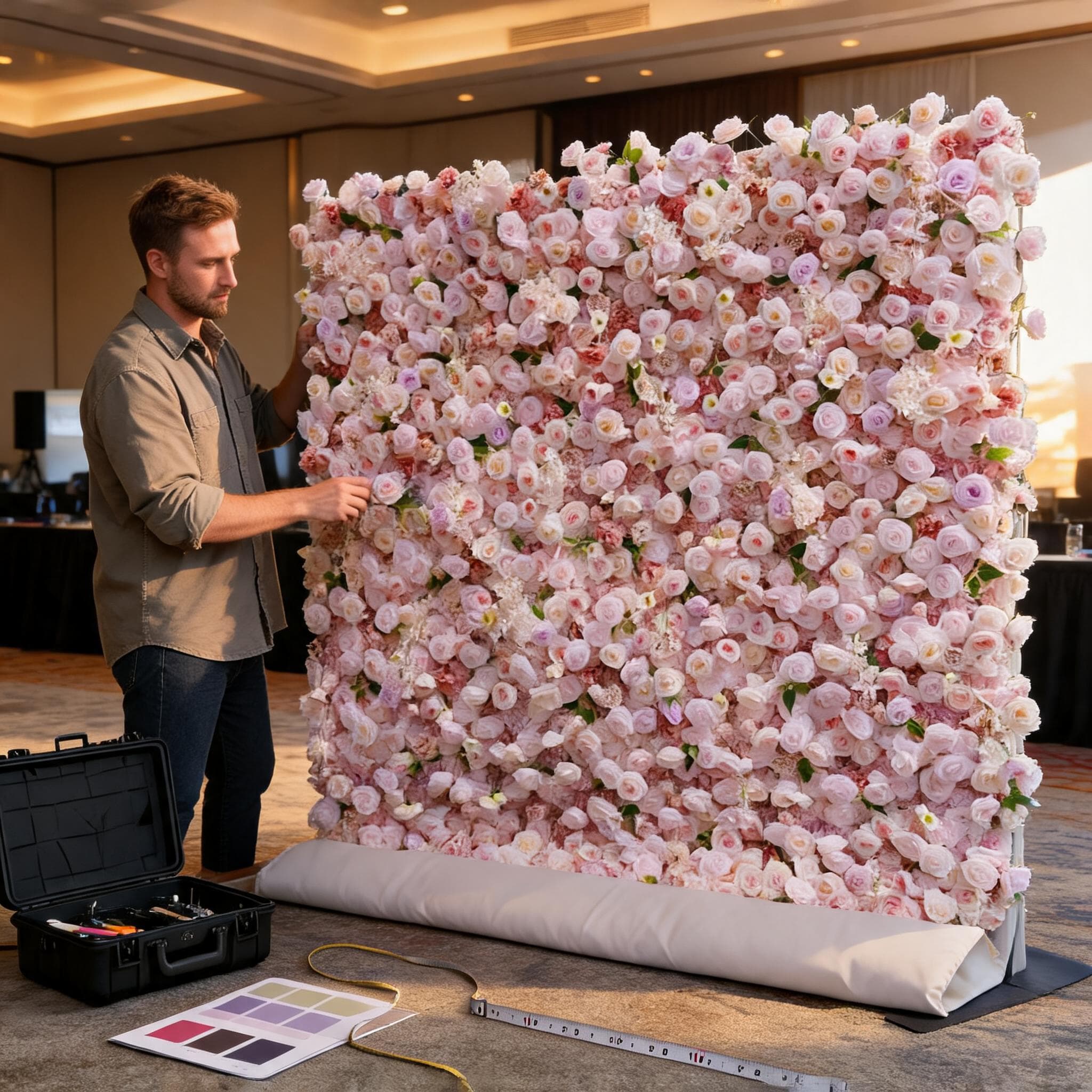 Pink Artificial Flower Wall – 8x8ft Wedding Backdrop