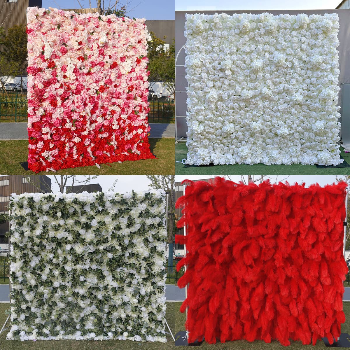 Pink Artificial Flower Wall – 8x8ft Wedding Backdrop